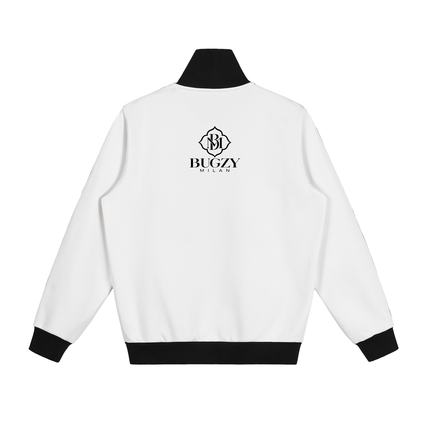 Bugzy Milan Contrast Fleece Track Jacket – White/Black - Image 6