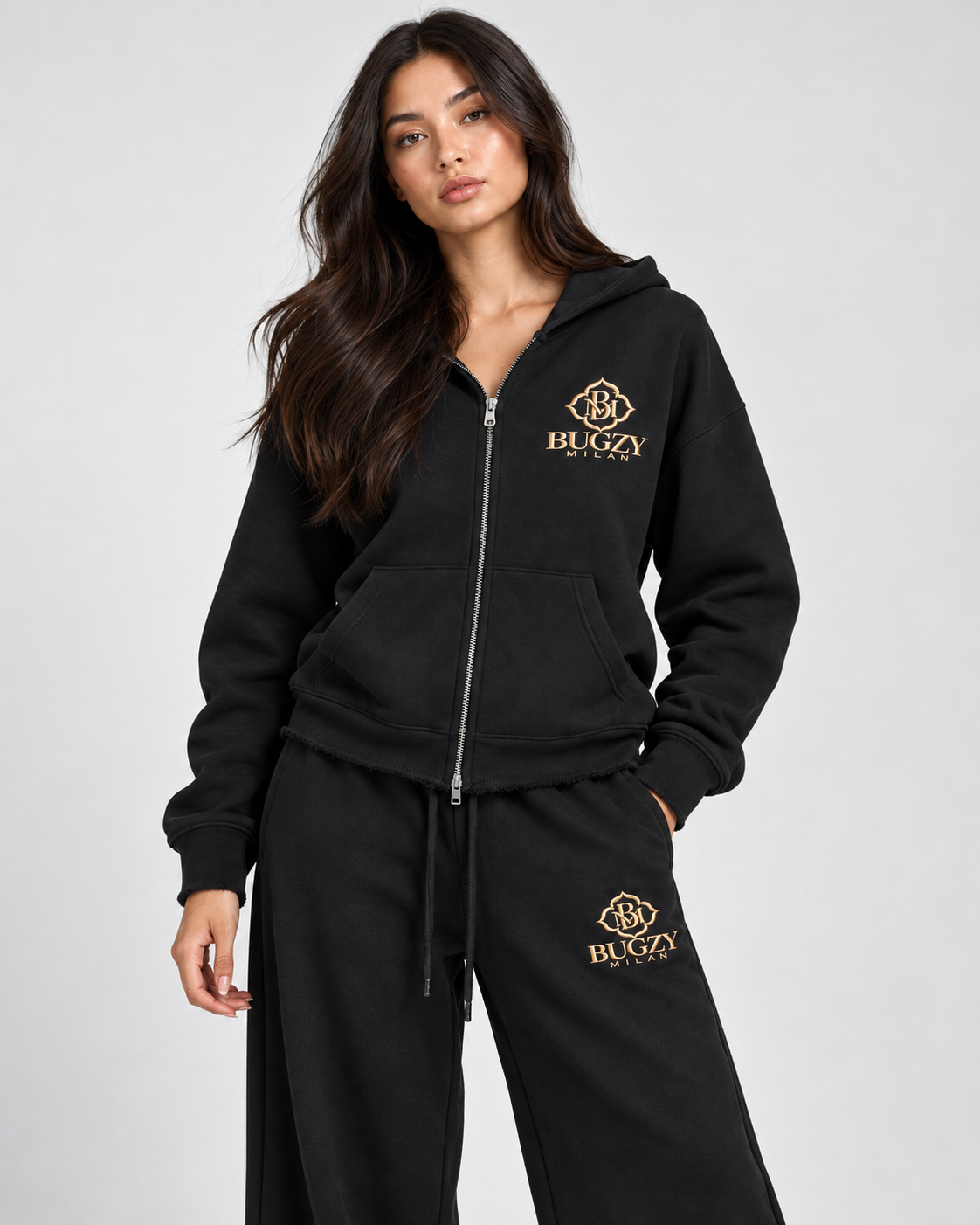 Bugzy Milan Women’s Raw-Edge Wide-Leg Sweatpants - Image 5
