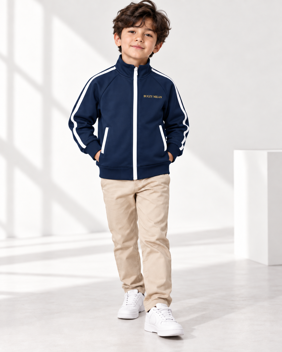 Bugzy Milan Kids & Youth Track Jacket – Navy Blue - Image 2