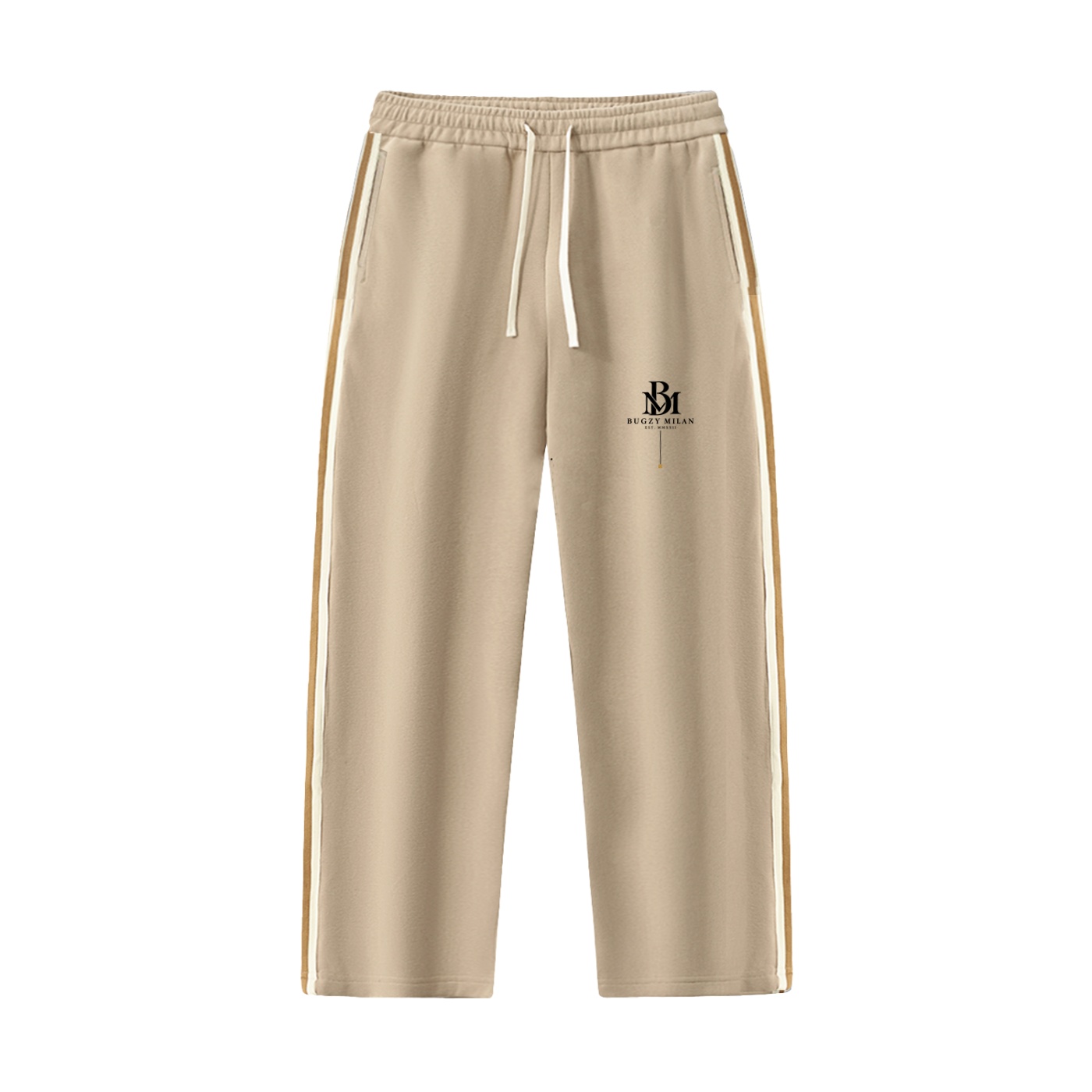 Bugzy Milan Men's Contrast Stripe Straight-Leg Track Pants