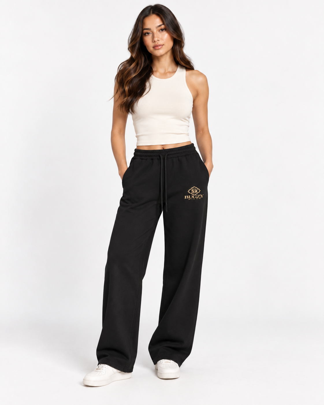 Bugzy Milan Women’s Raw-Edge Wide-Leg Sweatpants