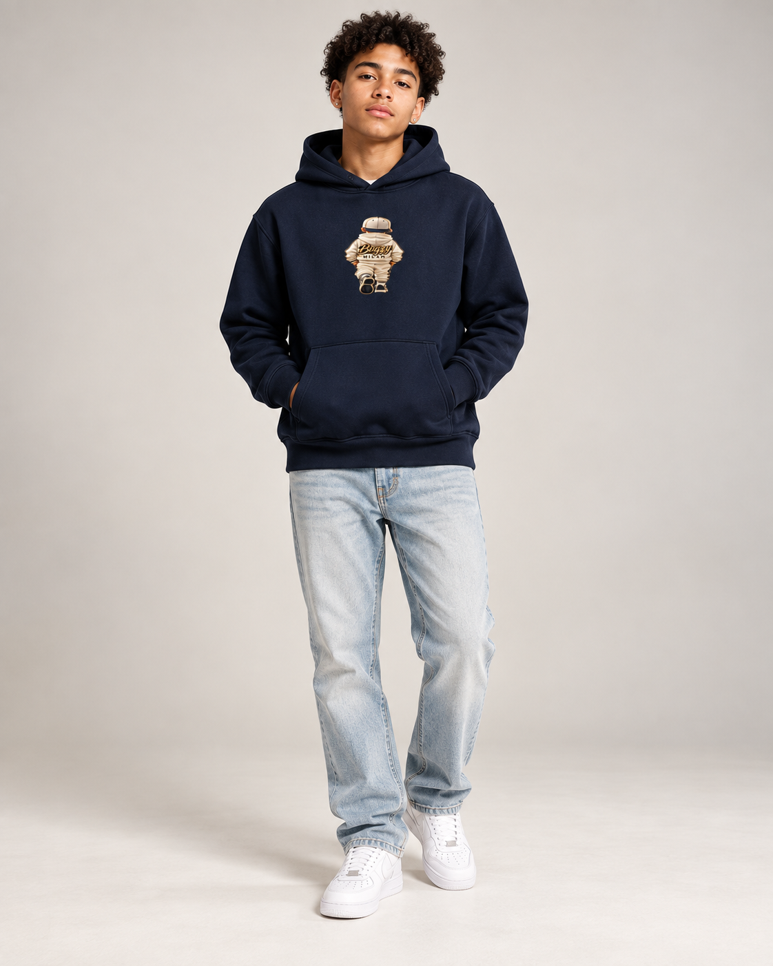 Bugzy Milan Kids & Youth Fleece Hoodie – Navy Blue