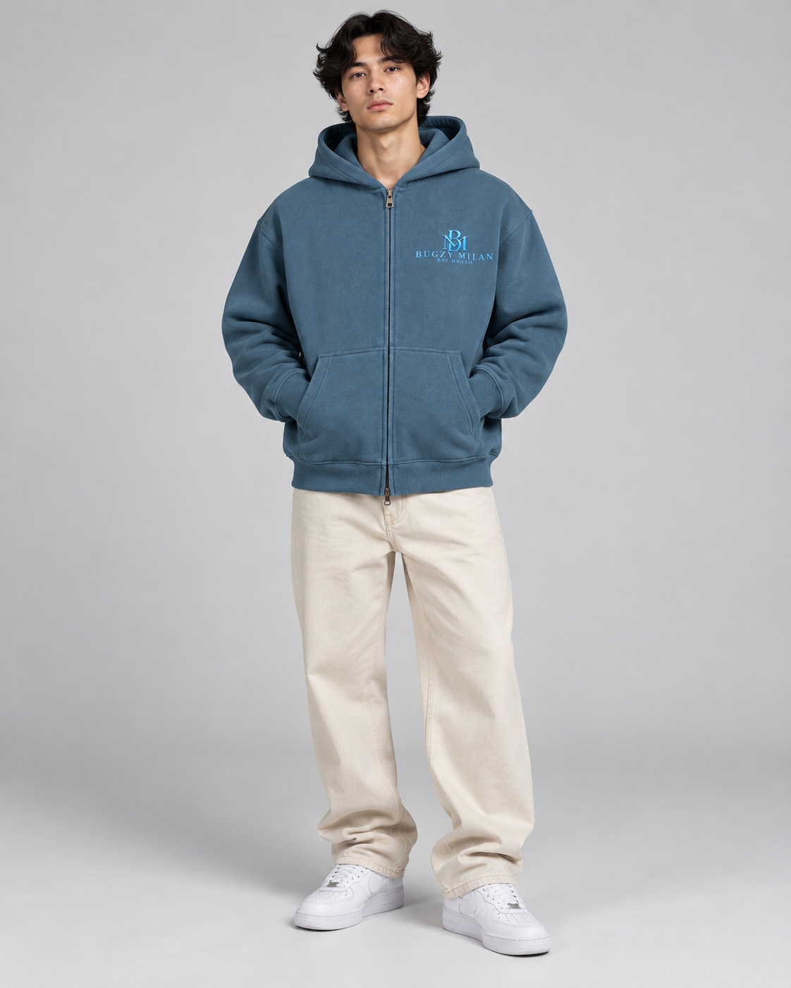 Bugzy Milan Oversized Dual-Zip Fleece Hoodie - Image 2