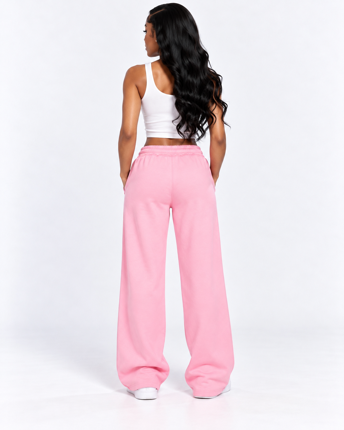 Bugzy Milan Women’s Heavyweight Raw-Edge Wide-Leg Sweatpants - Image 2