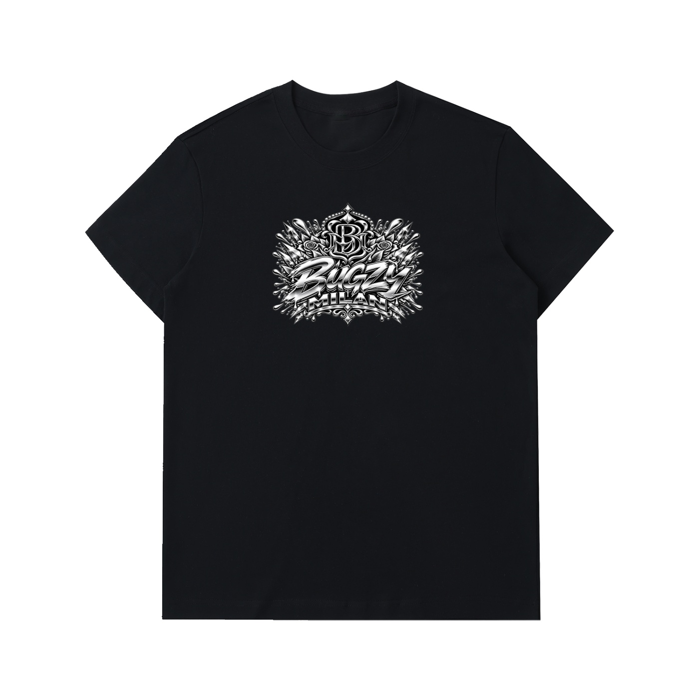 Bugzy Milan Bold Chrome T-Shirt – Black - Image 3