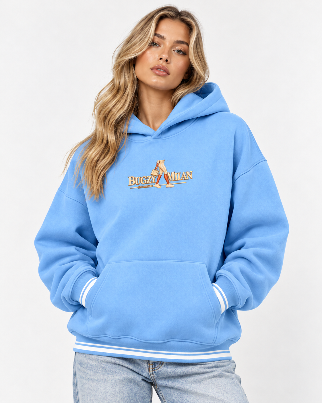 Bugzy Milan Women's Oversized Color-Block Fleece Hoodie