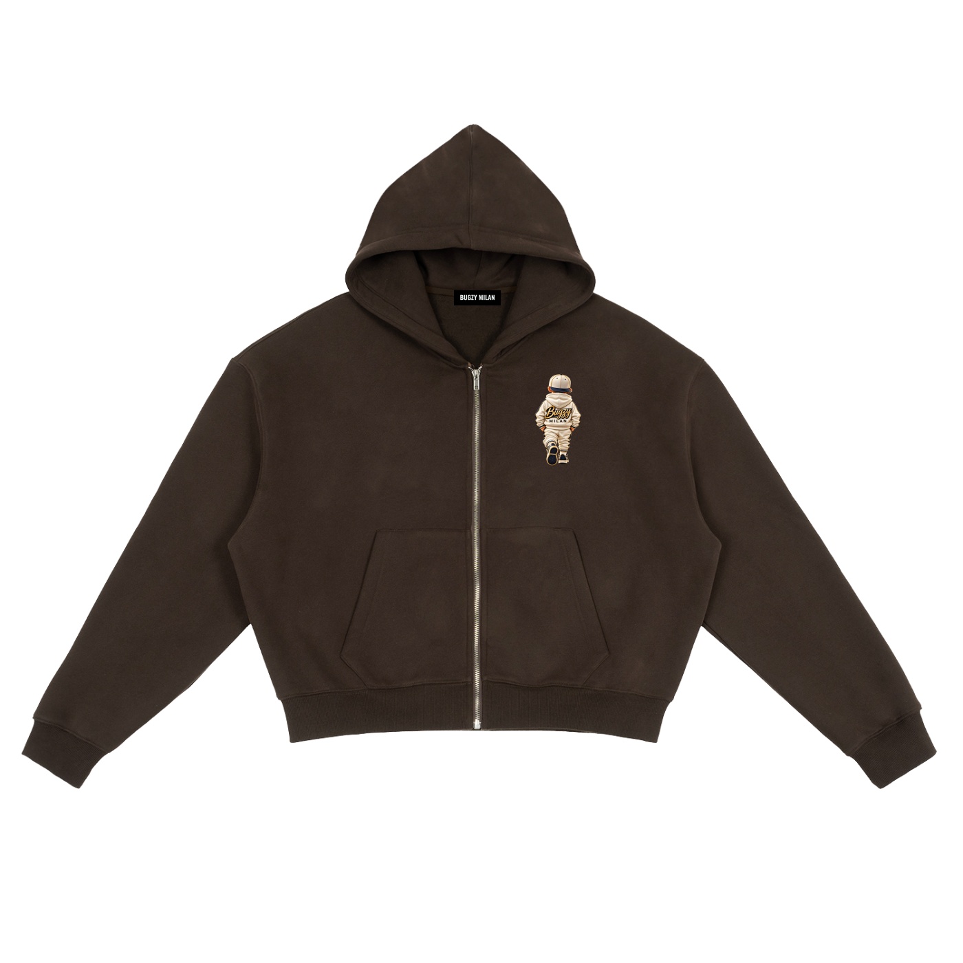 Bugzy Milan Men Heavyweight Cropped Zip Hoodie