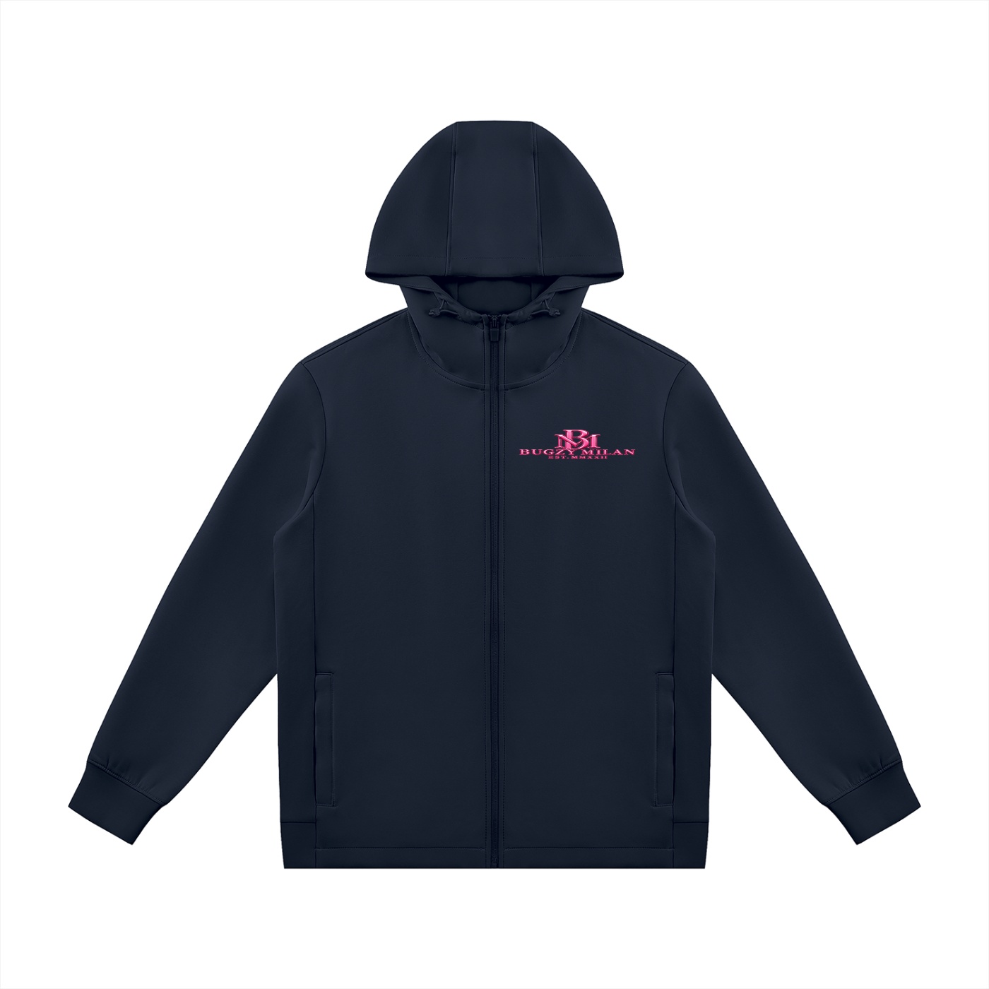 Bugzy Milan women Heavyweight Drawstring Full-Zip Hoodie -Navy Blue