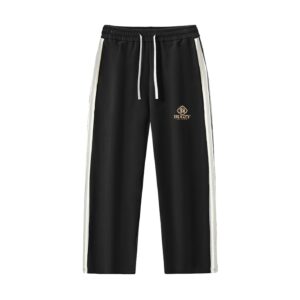 Bugzy Milan Men's Contrast Stripe Straight-Leg Track Pants