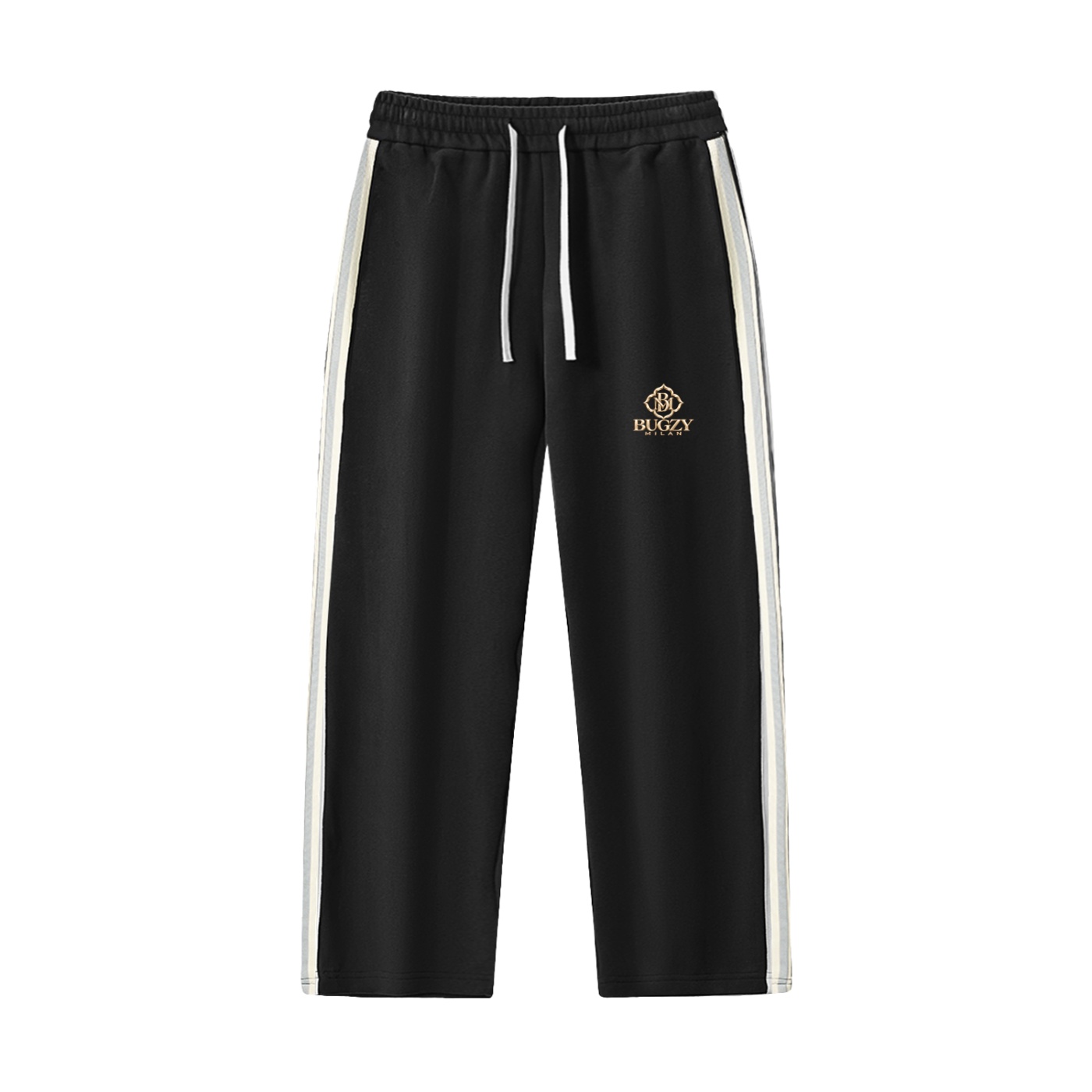 Bugzy Milan Men's Contrast Stripe Straight-Leg Track Pants
