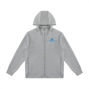 Bugzy Milan Men Heavyweight Drawstring Full-Zip Hoodie -Light Grey