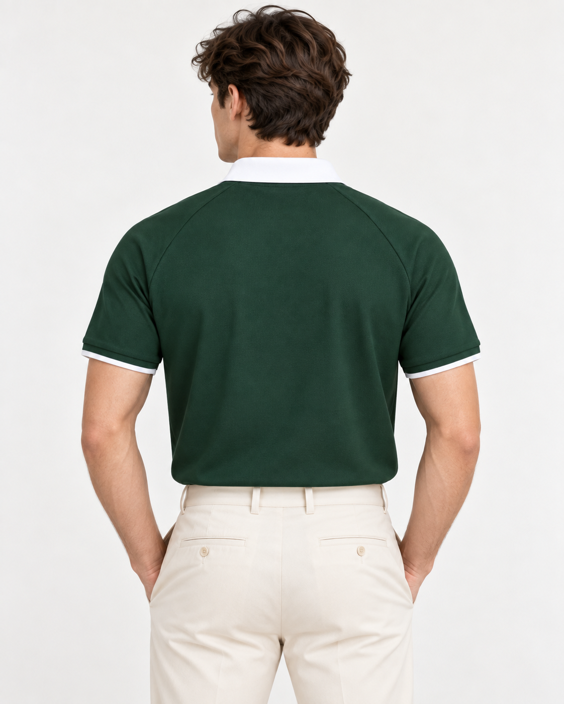 Bugzy Milan Contrast Collar Raglan Polo Shirt - Green - Image 2