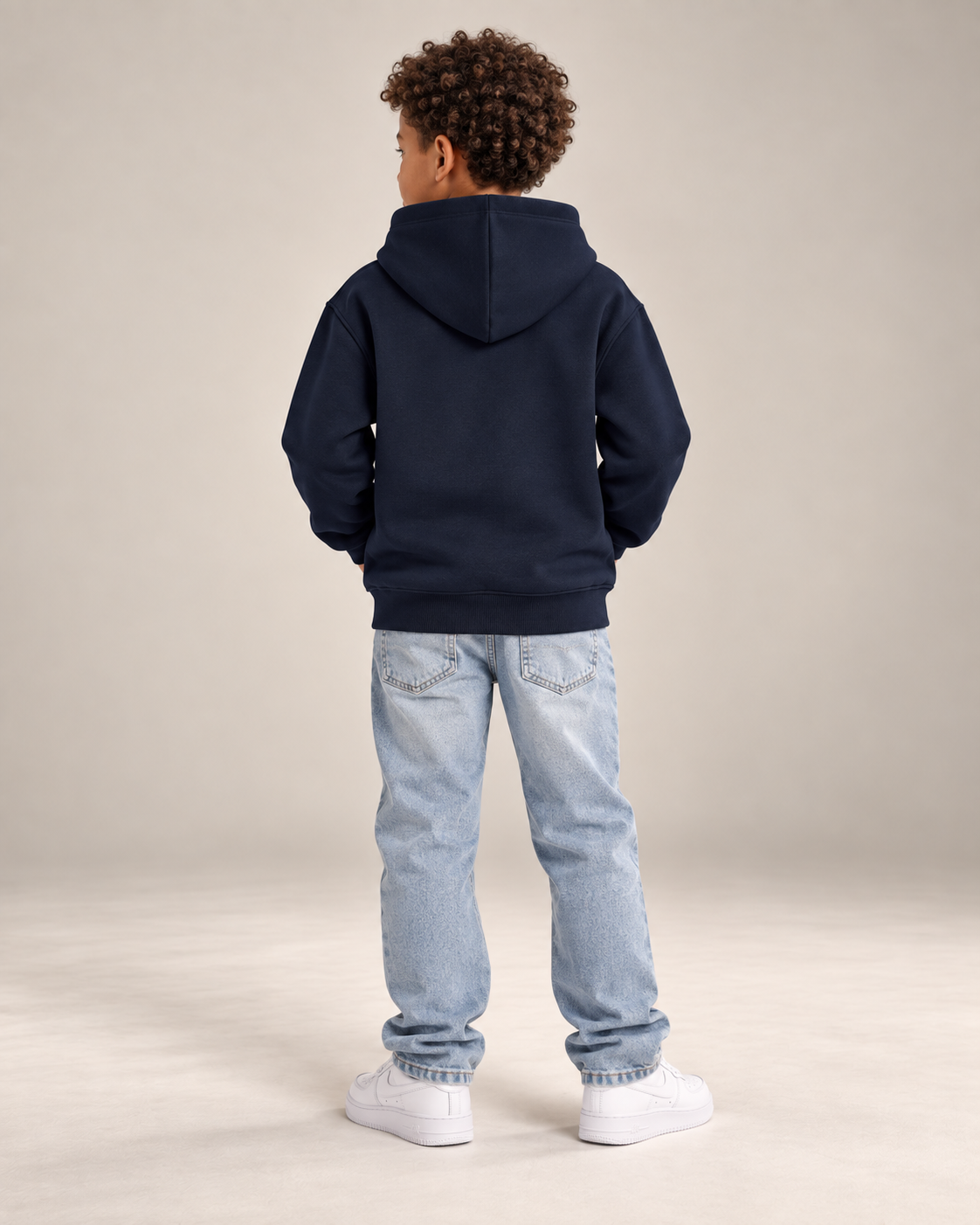 Bugzy Milan Kids & Youth Fleece Hoodie – Navy Blue - Image 4