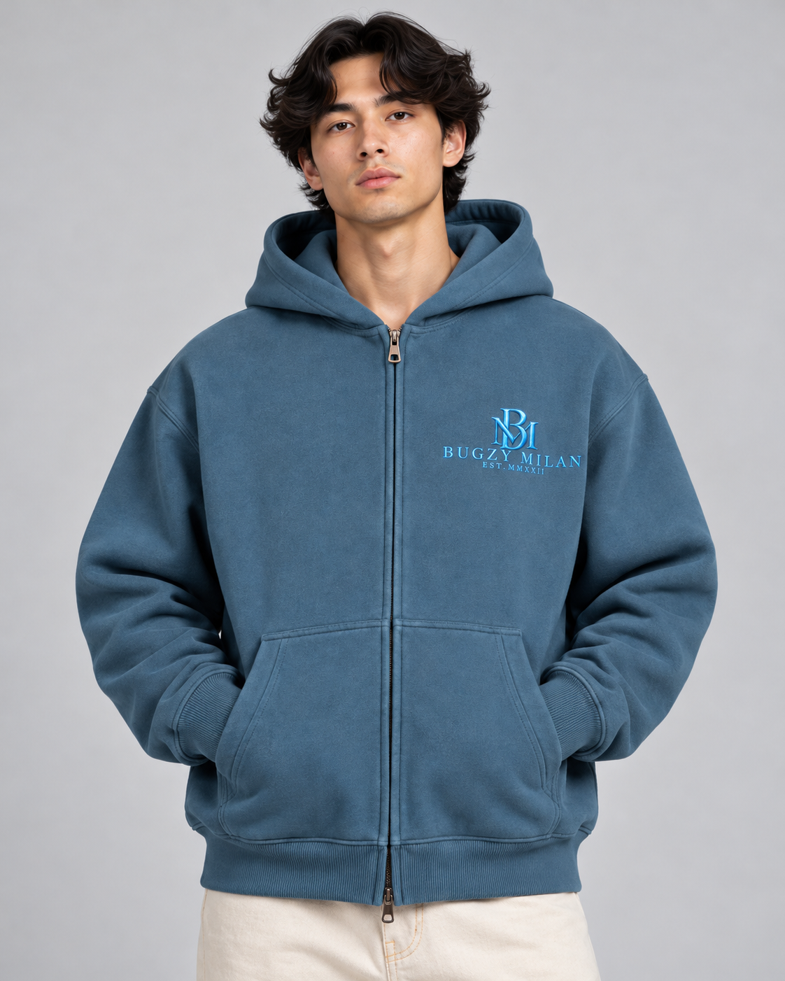 Bugzy Milan Oversized Dual-Zip Fleece Hoodie