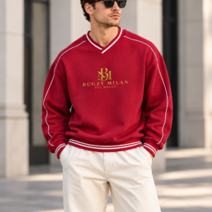 Bugzy Milan V-Neck Sweatshirt - Red