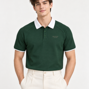 Bugzy Milan Contrast Collar Raglan Polo Shirt - Green