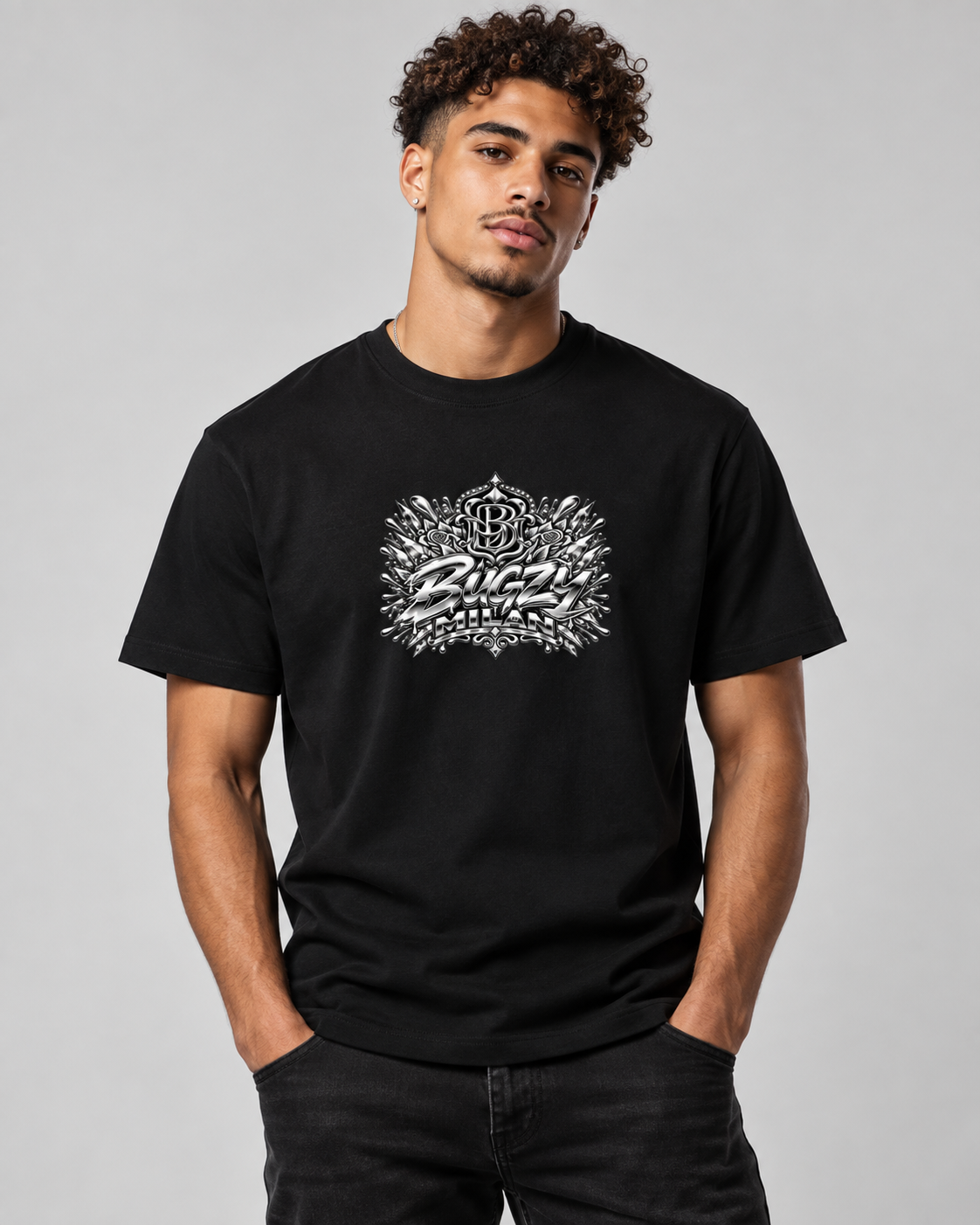 Bugzy Milan Bold Chrome T-Shirt – Black
