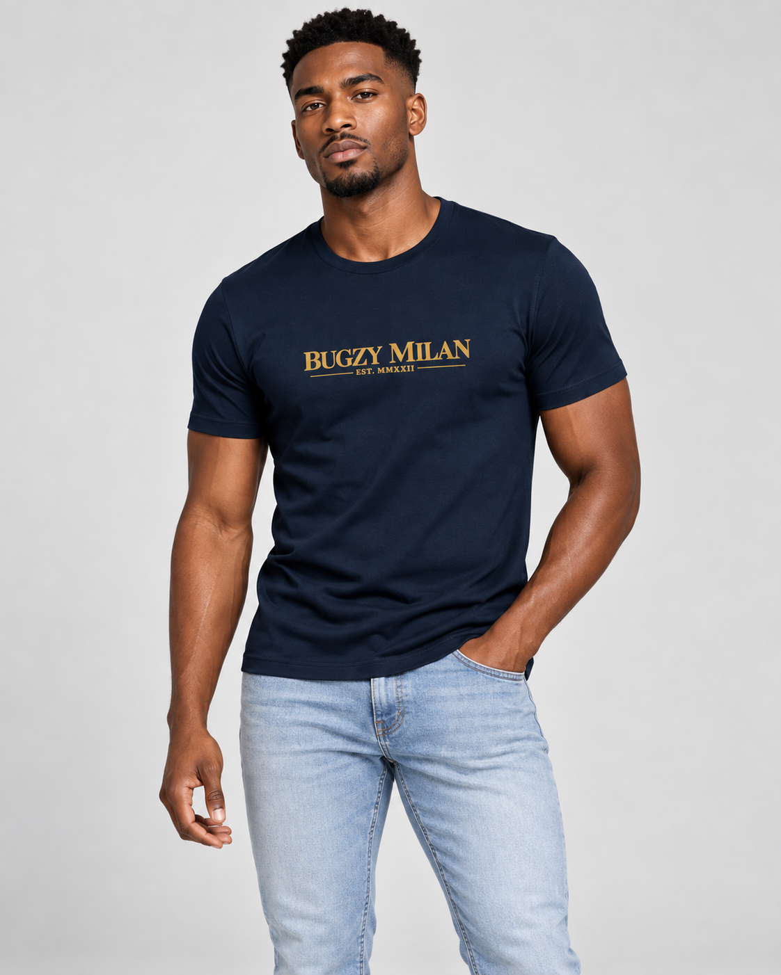 Bugzy Milan MMXXII Signature Slim-Fit T-Shirt– Navy