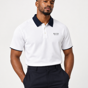 Bugzy Milan Contrast Collar Raglan Polo Shirt – White