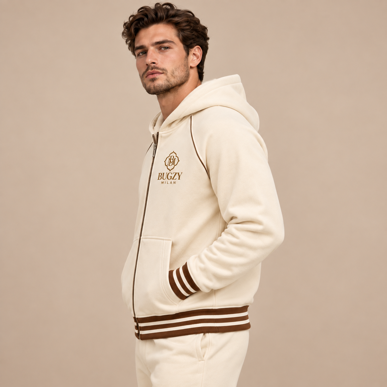 Bugzy Milan Striped Trim Zip-Up Hoodie - Image 3