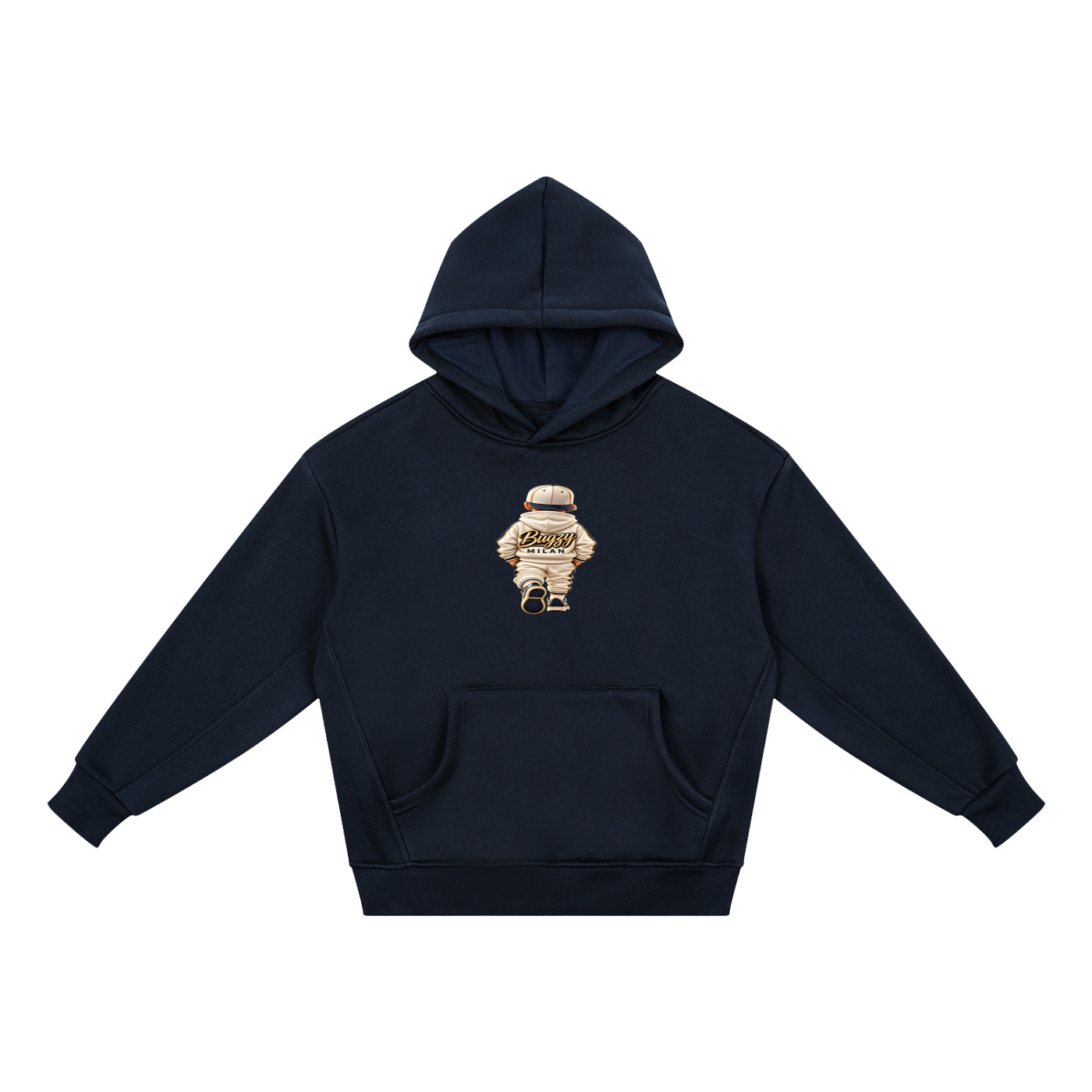 Bugzy Milan Kids & Youth Fleece Hoodie – Navy Blue - Image 5
