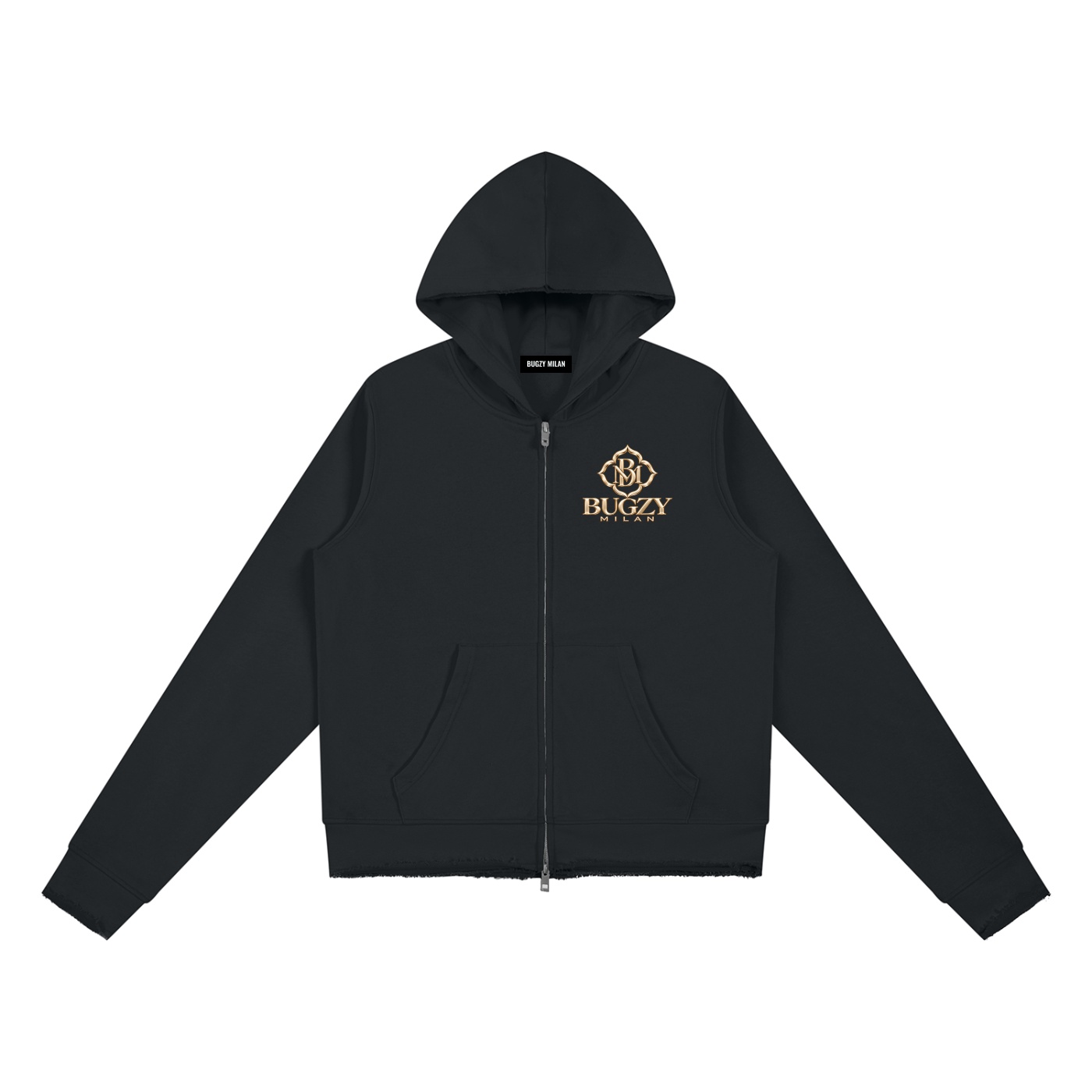 Bugzy Milan Women’s Raw-Edge Full-Zip Hoodie - Image 4